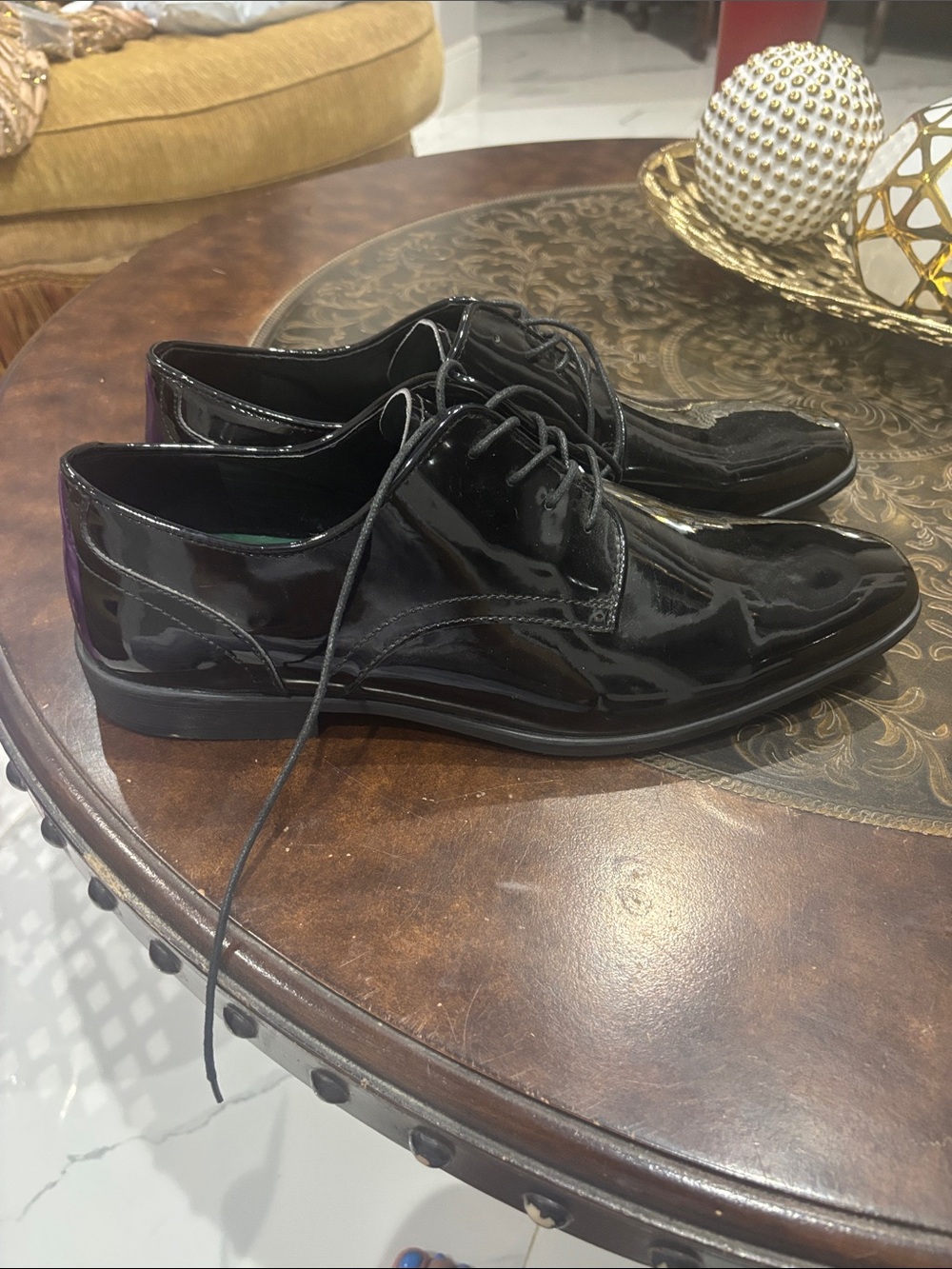 Men's Black Patent Leather Derby Dress Shoes